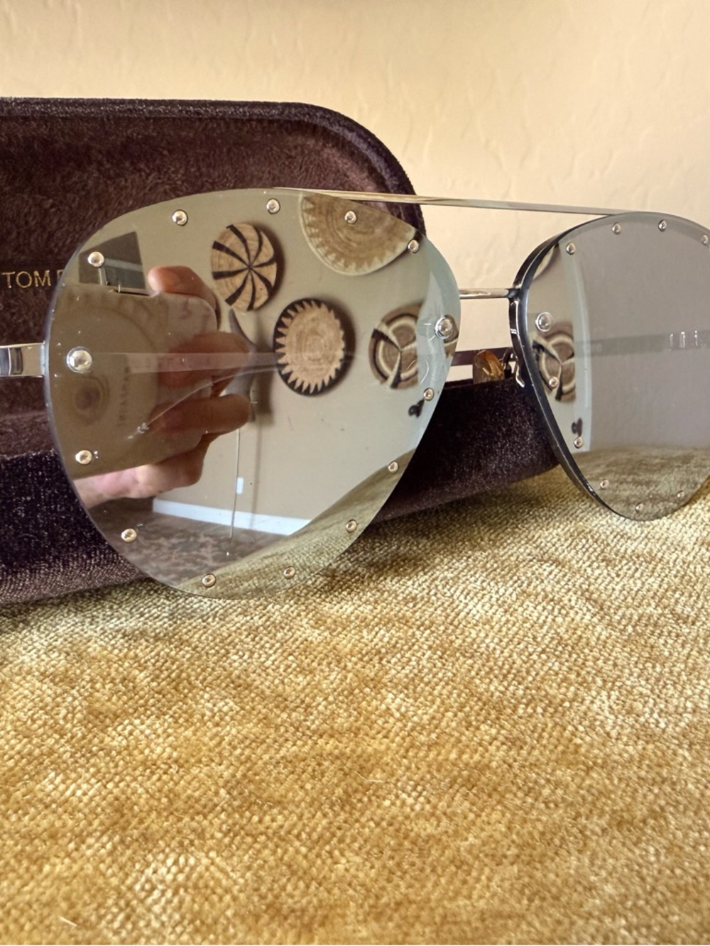 Quay Australia Silver Metal Rimless “Roxanne” Aviator Sunglasses